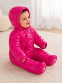 GUESS Niemowlęcy kombinezon zimowy puchowy 0–3M – różowy, z kapturem