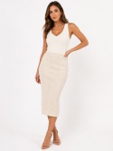 GUESS Spódnica prążkowana midi ecru rozmiar S (EU 36)