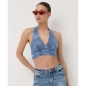 GUESS THALIA Denim Top Jeansowy Halter Niebieski Rozmiar L
