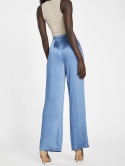 GUESS GIA Palazzo Pant – satynowe spodnie damskie granatowe, rozmiar L