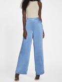 GUESS GIA Palazzo Pant – satynowe spodnie damskie granatowe, rozmiar L