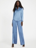 GUESS GIA Palazzo Pant – satynowe spodnie damskie granatowe, rozmiar L