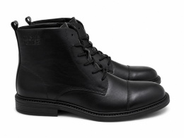 Jack & Jones skórzane botki męskie czarne sznurowane – rozmiar 42