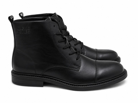 Jack & Jones skórzane botki męskie czarne sznurowane – rozmiar 42