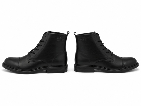 Jack & Jones skórzane botki męskie czarne sznurowane – rozmiar 42