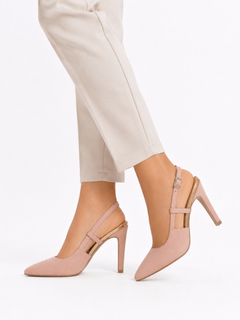 MARCO TOZZI Rose Comb Czółenka Slingback Pudrowy Róż – Szpilki Damskie – Rozmiar 38