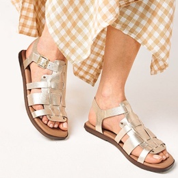 Next Złote skórzane sandały gladiatorki Skóra naturalna Forever Comfort rozmiar 42