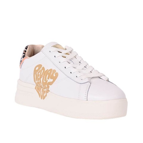 Replay – damskie sneakersy platformowe białe z printem i motywem panterki, rozmiar 38