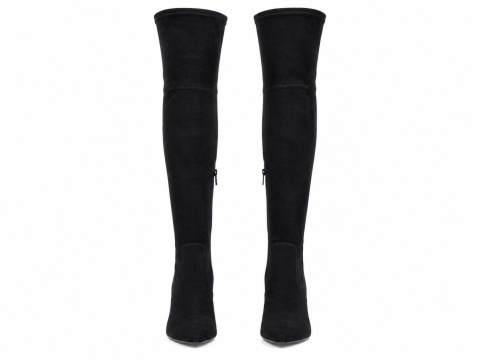 Sacha Essentials Kozaki Damskie za Kolano Czarne Stretch na Słupku 40
