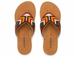 Sandały japonki LAZAMANI damskie z koralikami boho – rozmiar 36
