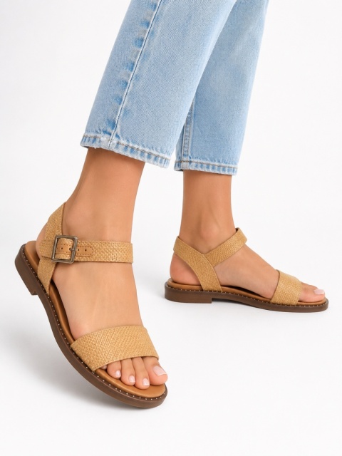 Steve Madden Tesa – damskie sandały z rafii, beżowe, rozmiar 40