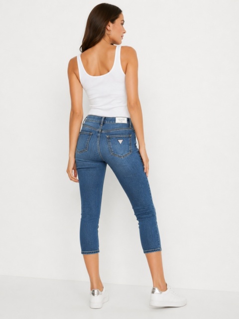 GUESS 1981 Capri Button Jeans Damskie Elastyczny denim rozmiar 38