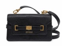 GUESS Czarna Torebka Damska Crossbody – Faktura Jaszczurki – 23 × 15 × 7 cm