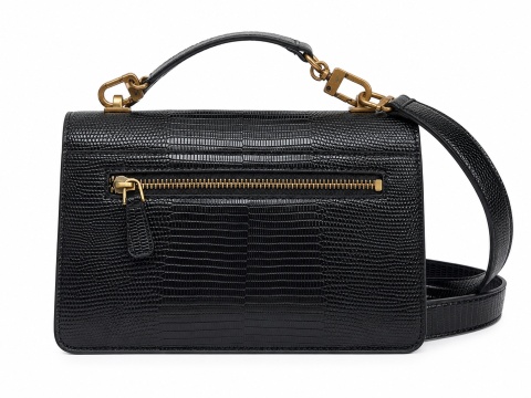 GUESS Czarna Torebka Damska Crossbody – Faktura Jaszczurki – 23 × 15 × 7 cm