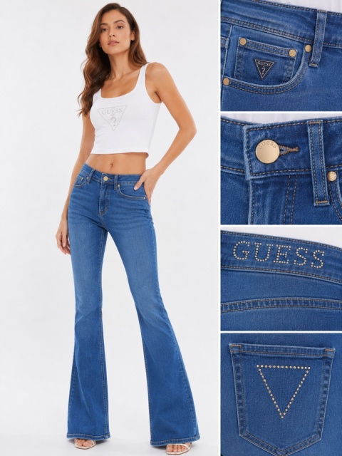 GUESS Damskie Jeansy Dzwony Bootcut W25 L34 ECO Tence