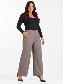 GUESS Ines Palazzo Pant – damskie spodnie w pepitkę, szeroka nogawka, XL / EU 46