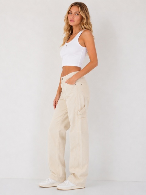 GUESS Jenny Carpenter Jeans Carpenter Ecru/Cream 100% Bawełna Cargo Straight W31 L31
