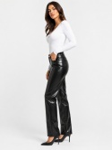 GUESS Kelly Straight – spodnie damskie z efektem skóry, czarne, rozmiar 31 (EU 44)