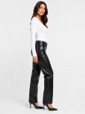 GUESS Kelly Straight – spodnie damskie z efektem skóry, czarne, rozmiar 31 (EU 44)