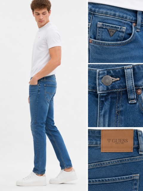 GUESS Liam Jeans Męskie W28 L31 Regular Tapered Niebieskie Mid Rise