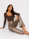 GUESS Priscilla Shiny Mini Boot | Metaliczne spodnie damskie | Złoty połysk | Rozmiar M