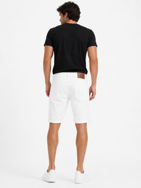 GUESS Sonny Short Białe Szorty Jeansowe Stretch Logo AGHW r. L