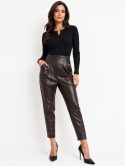 GUESS – spodnie z imitacji skóry damskie, brązowe, rozm. EU 40 / M-L
