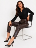 GUESS – spodnie z imitacji skóry damskie, brązowe, rozm. EU 40 / M-L