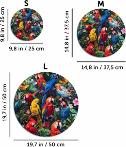 Iconic Puzzles - Kolorowe papugi, 100% zrównoważone drewniane puzzle,, rozmiar L, 600 sztuk