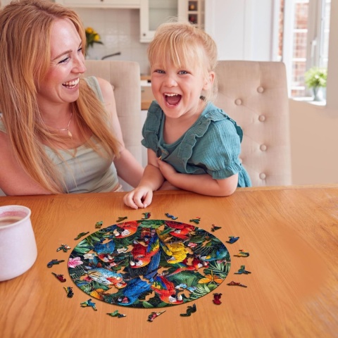 Iconic Puzzles - Kolorowe papugi, 100% zrównoważone drewniane puzzle,, rozmiar L, 600 sztuk