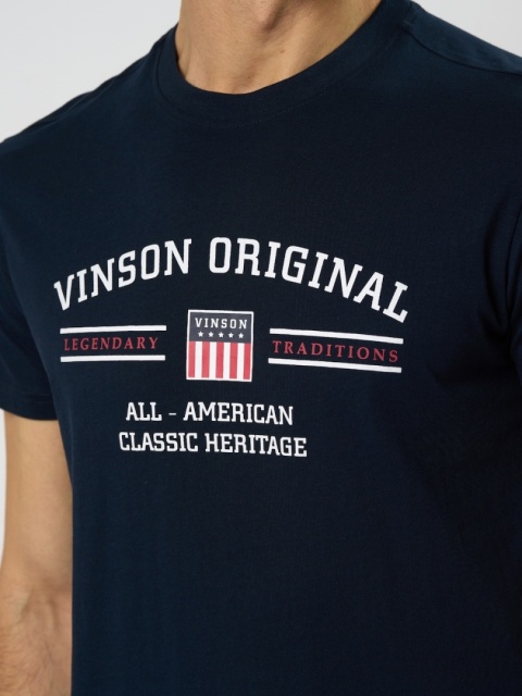 Produkt bez nazwy VINSON ORIGINAL – Męski T-shirt z nadrukiem, Granatowy100% bawełna, rozmiar XL